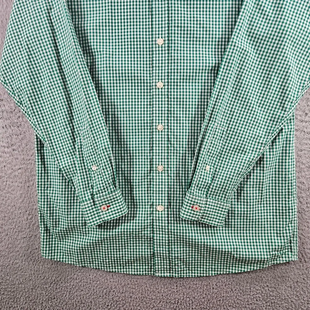 Vineyard Vines Whale Shirt Boys XL Green Gingham Check Button Down Long Sleeve